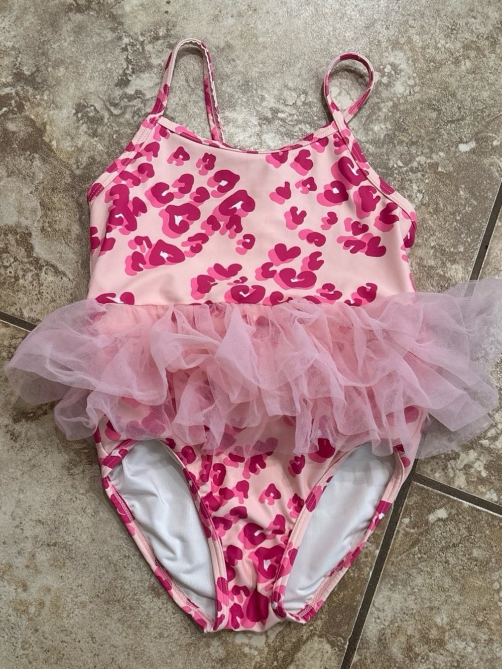 Tucker and Tate Girls Pink Cheetah Print Tutu Swimsuit